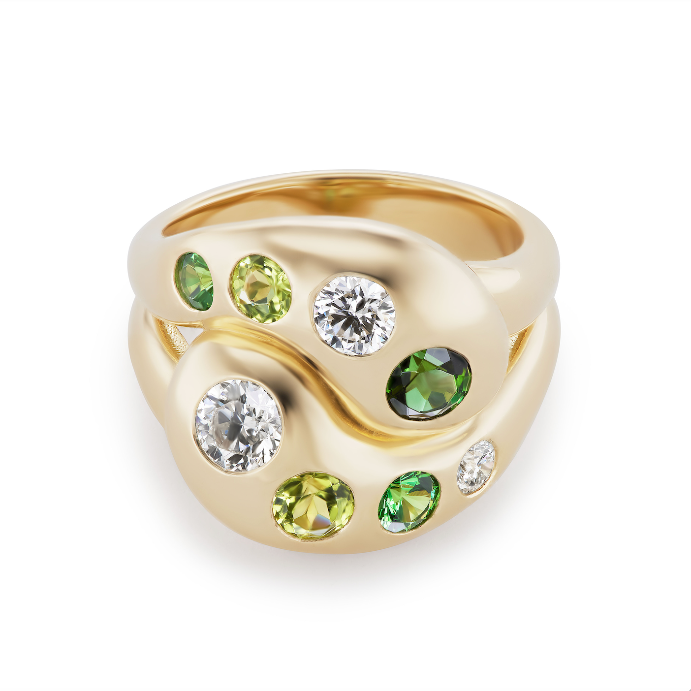 Knot Ring with 8 Round Birthstones