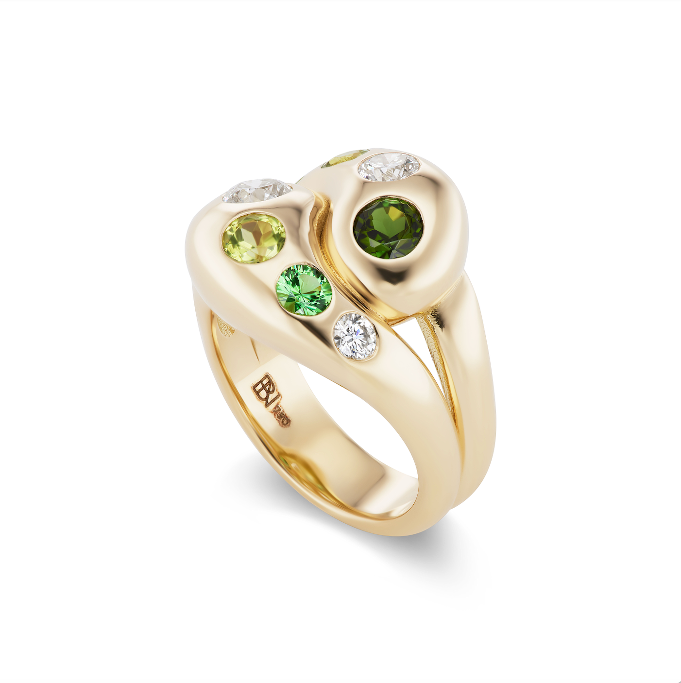 Knot Ring with 8 Round Birthstones