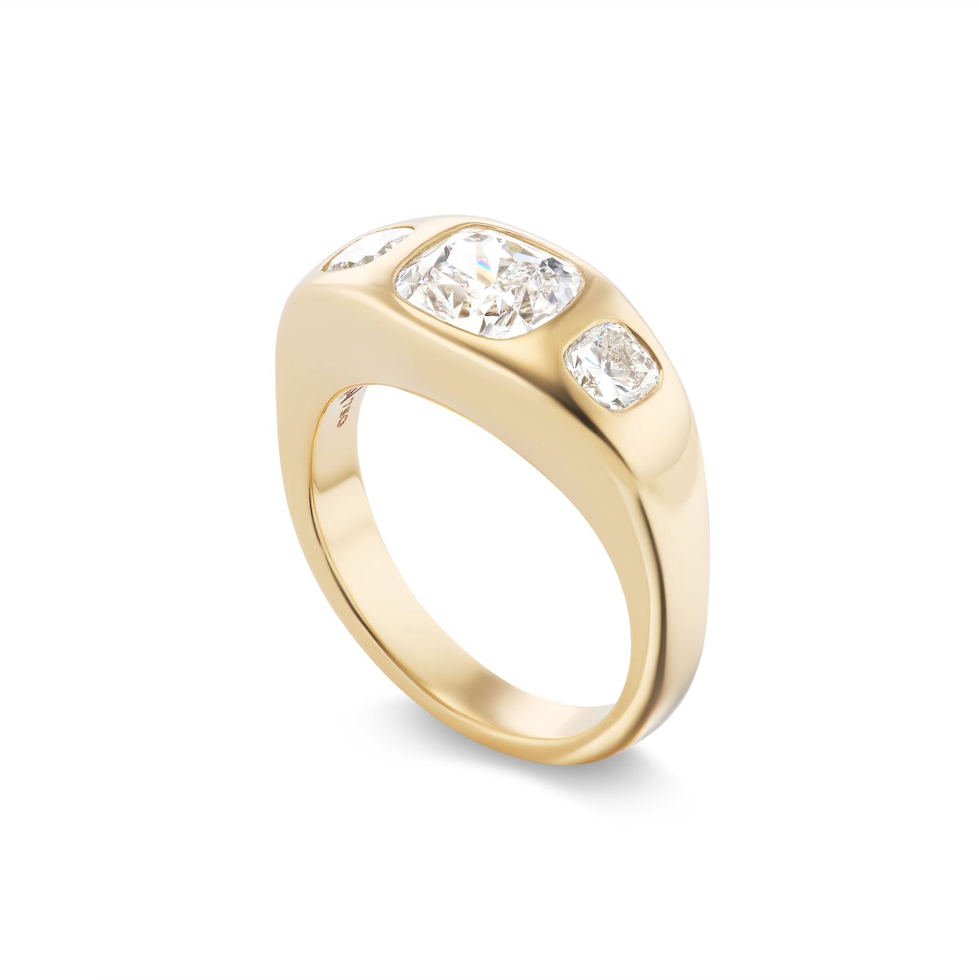 One-of-a-Kind East-West Cushion Diamond Gypsy with Cushion Diamond Sides