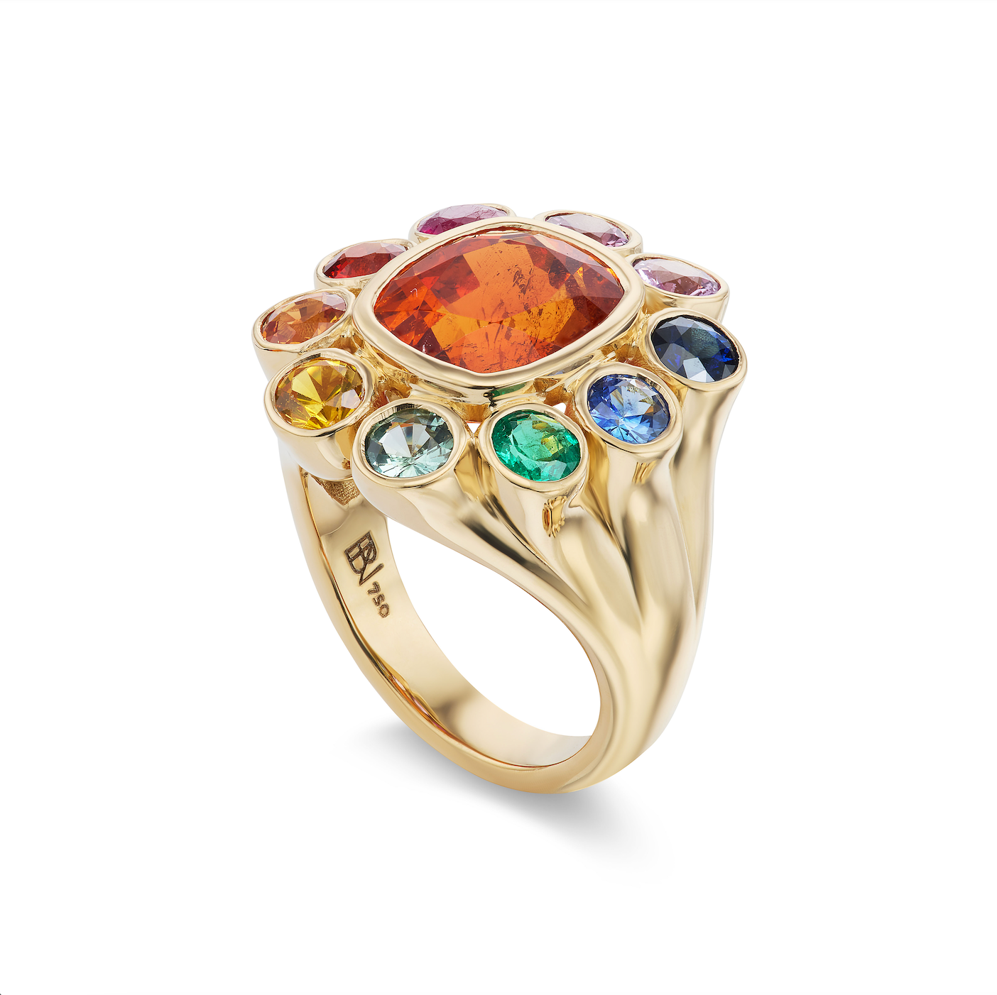 One-of-a-Kind Spessartite Wildflower Gypsy with Rainbow Petals