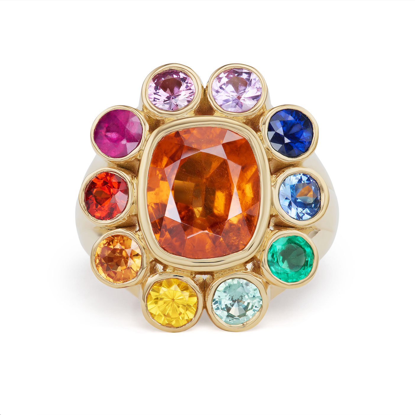 One-of-a-Kind Spessartite Wildflower Gypsy with Rainbow Petals