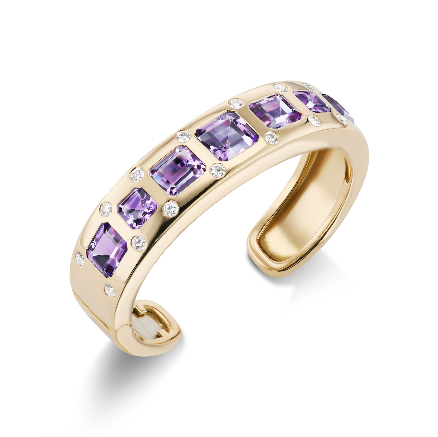 One-of-a-Kind Gypsy Cuff with Amethyst and Diamonds