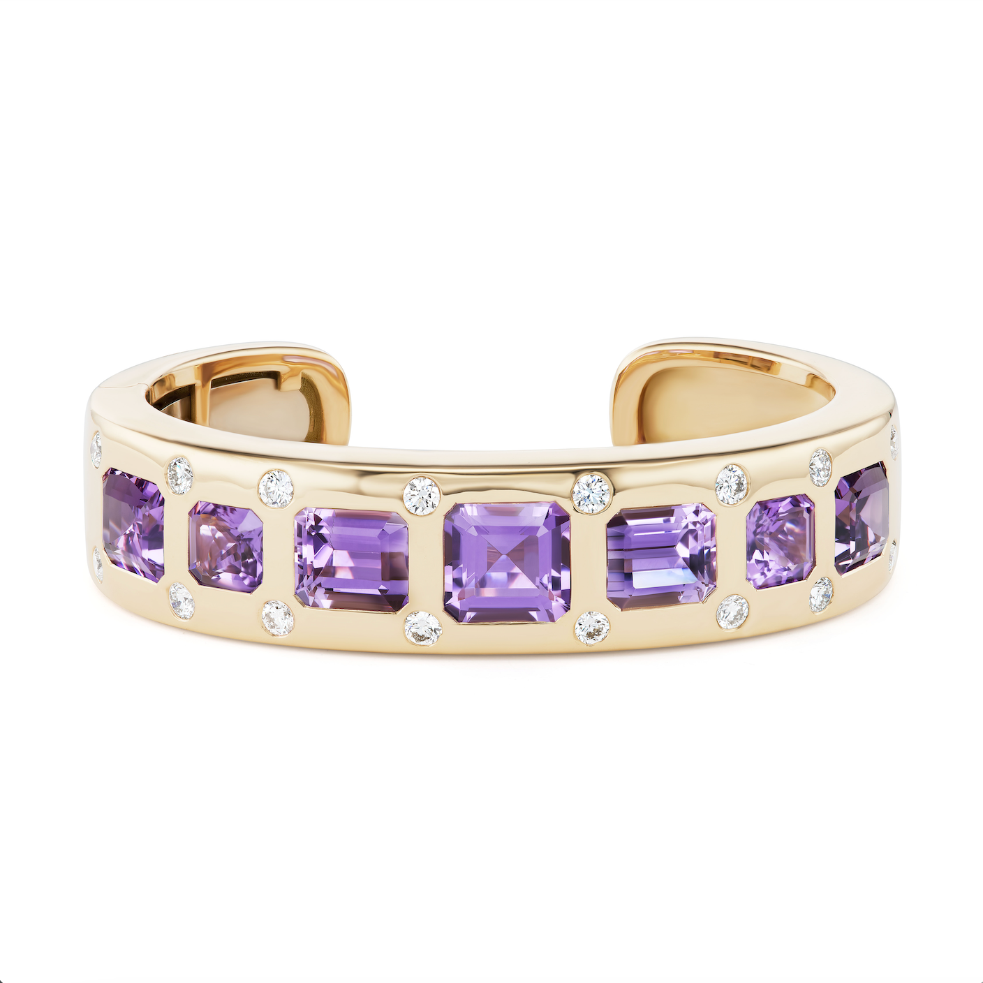 One-of-a-Kind Gypsy Cuff with Amethyst and Diamonds