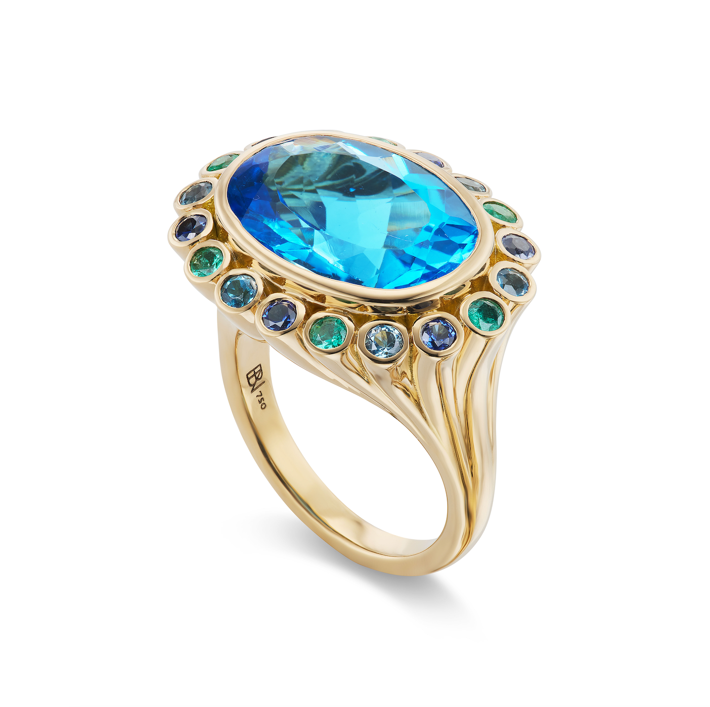 One-of-a-Kind Blue Topaz Gypsy Wildflower Ring