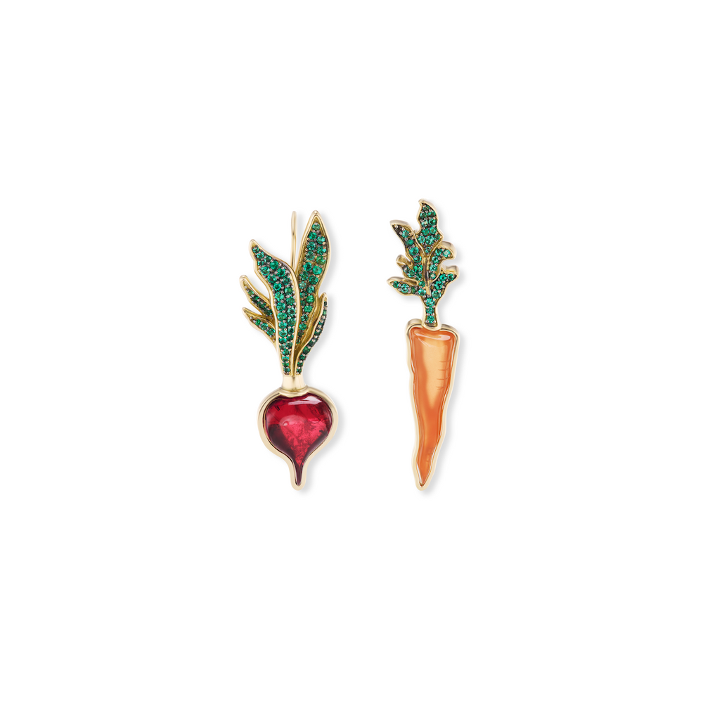 One-of-a-Kind Carrot & Radish Earrings