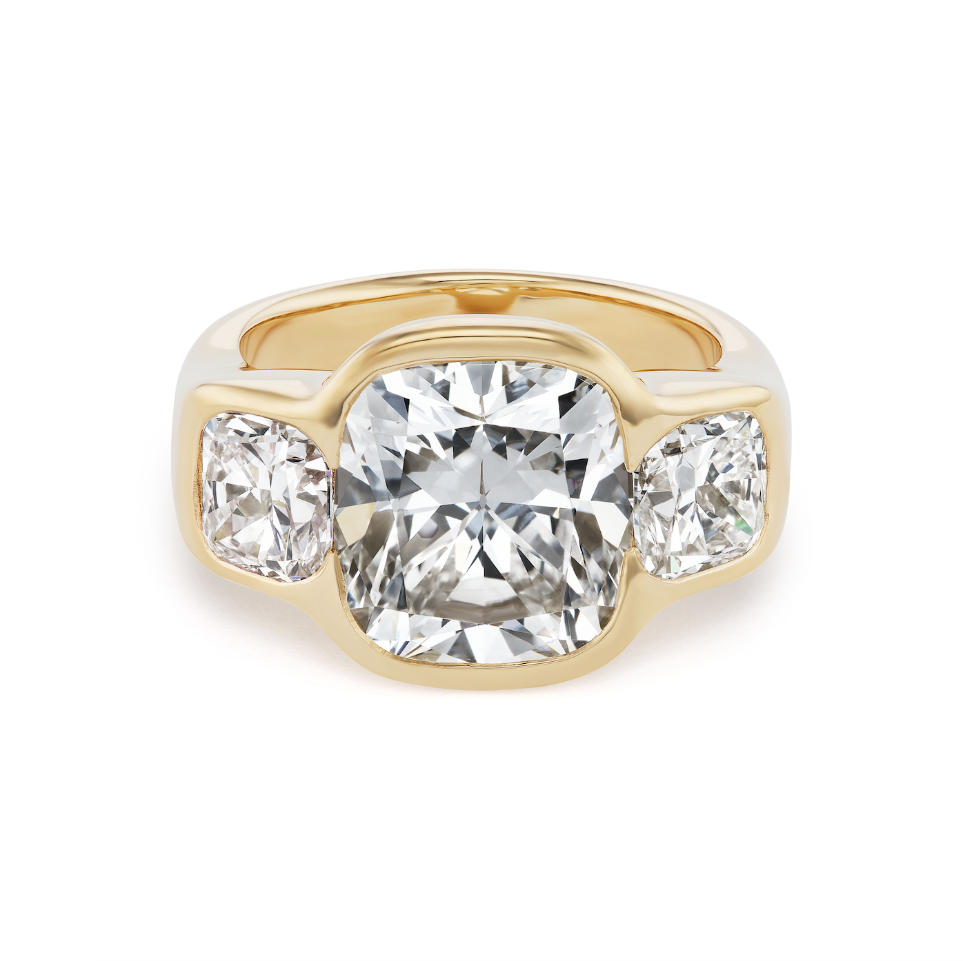 One-of-a-Kind Three Diamond Cushion Gypsy Ring