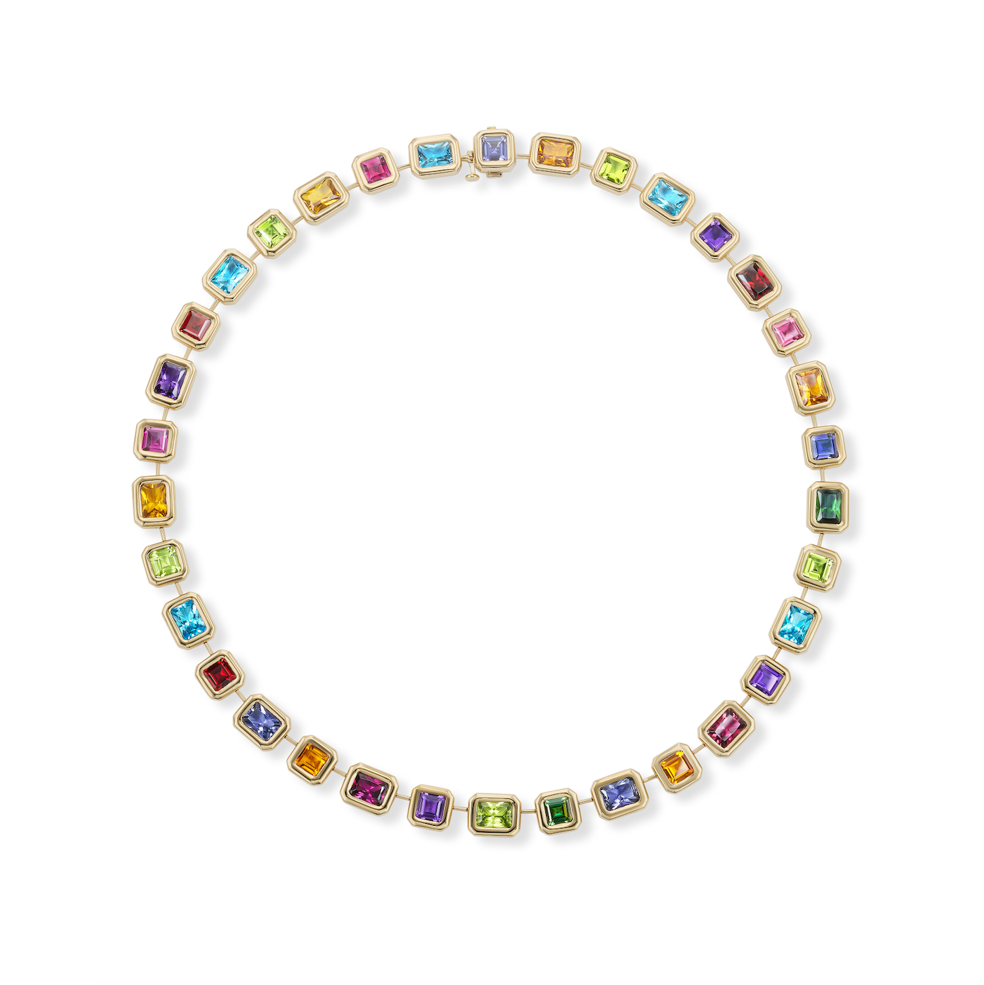 One-of-a-Kind Rainbow Pillow Necklace with Semi-Precious Stones