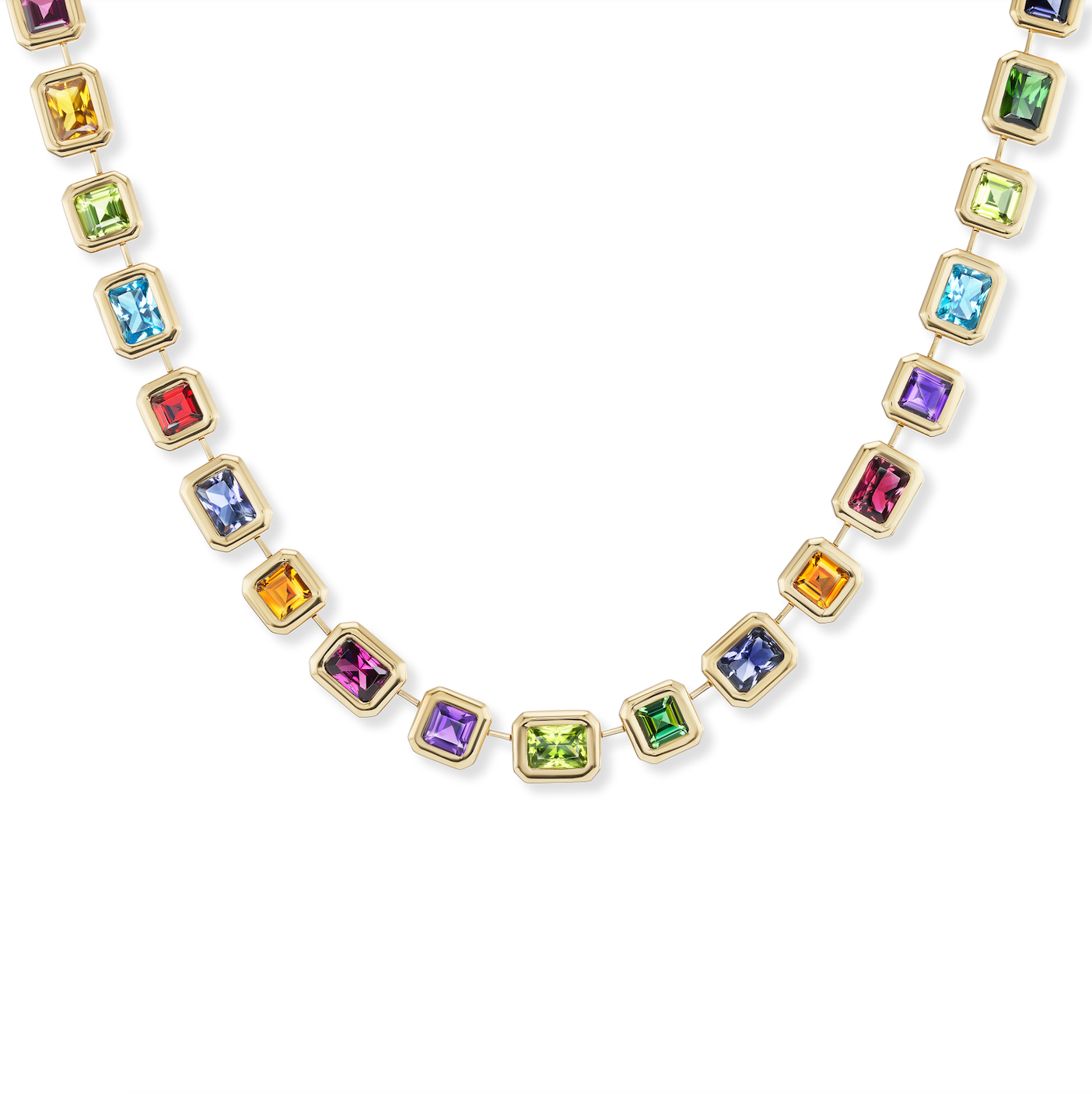 One-of-a-Kind Rainbow Pillow Necklace with Semi-Precious Stones