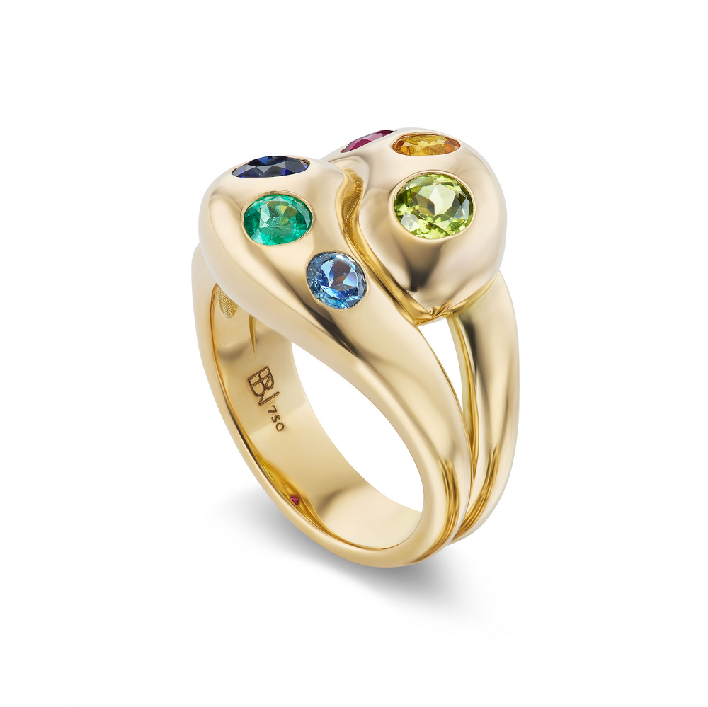 Knot Ring with 6 Round Birthstones