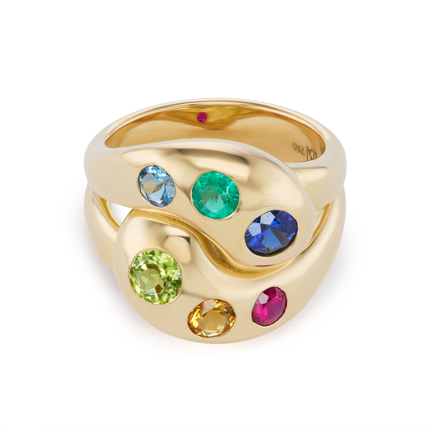 Knot Ring with 6 Round Birthstones