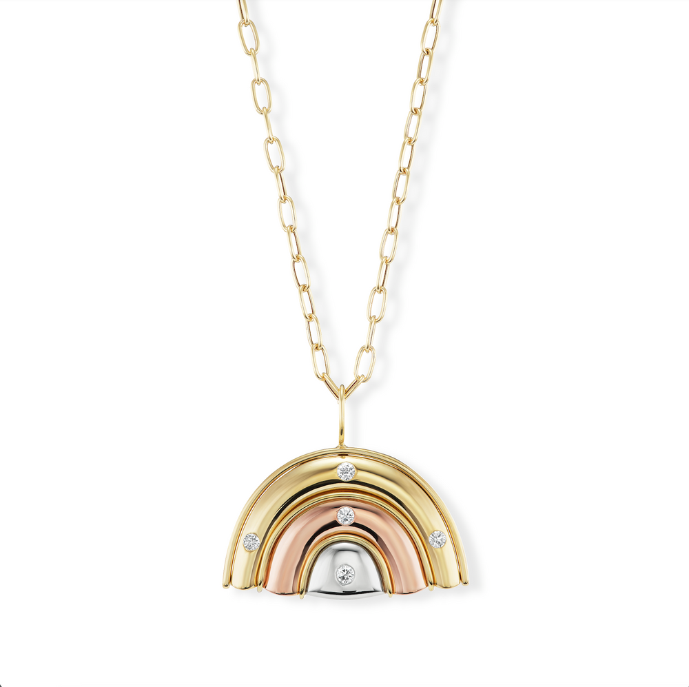 Medium Mixed-Metal Marianne with Diamonds on Oval Link Chain
