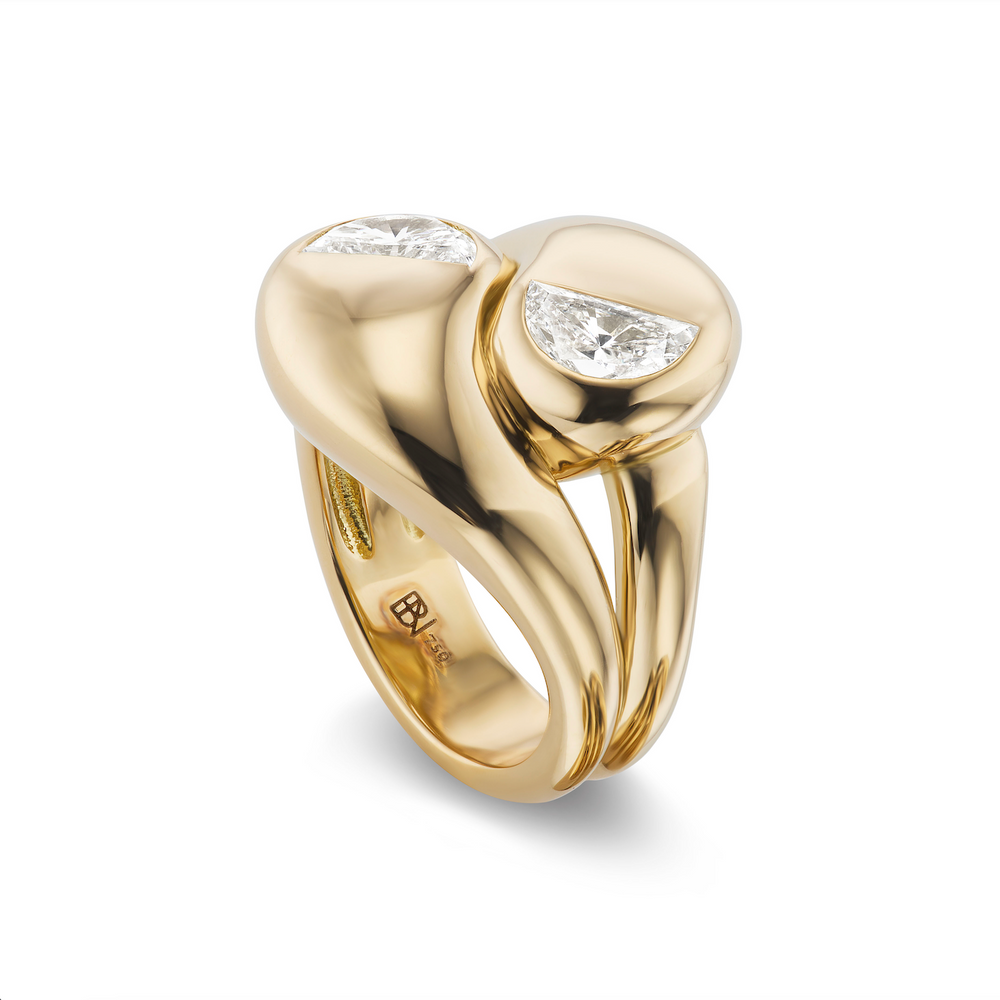 One-of-a-Kind Knot Ring with Half-Moon Diamonds