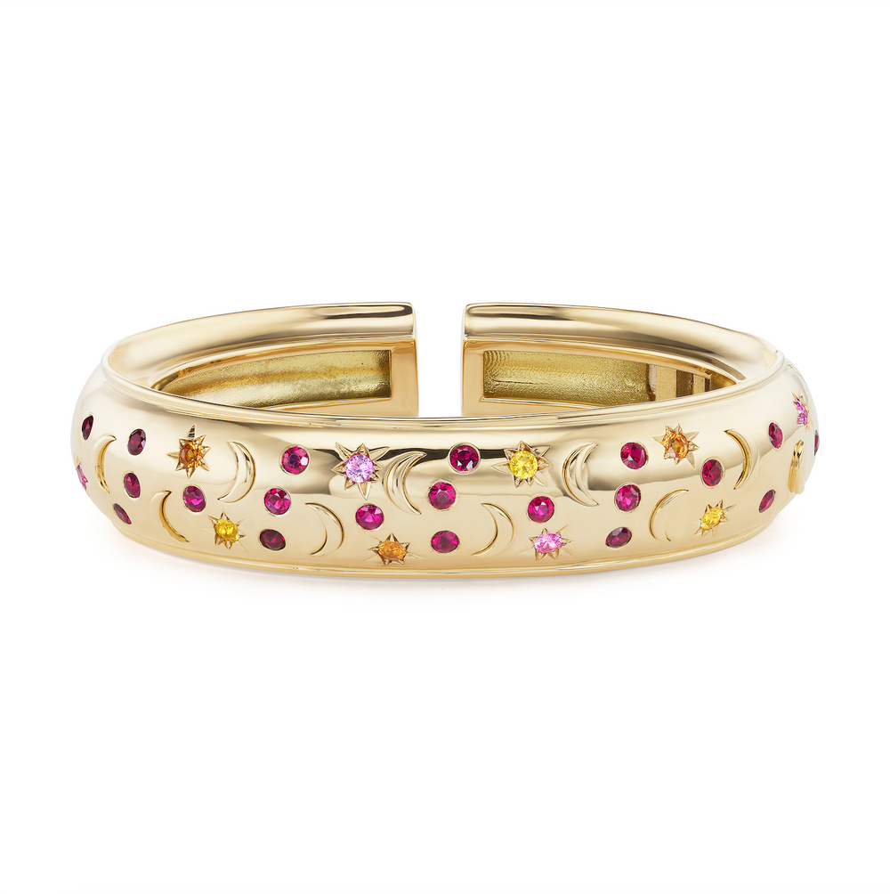 Gold Cuff with Moons and Stars