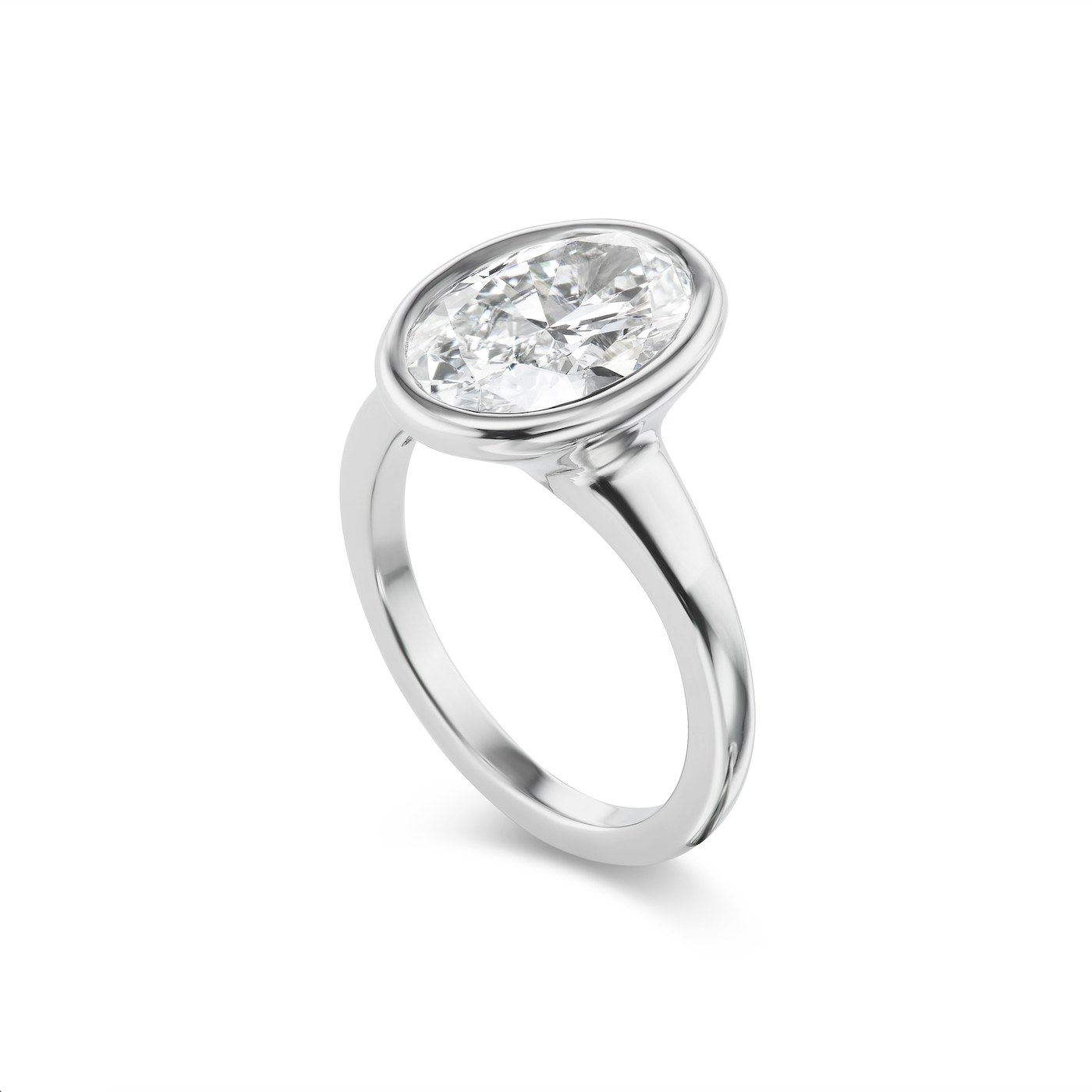One-of-a-Kind Platinum Pillow Ring with Oval Diamond