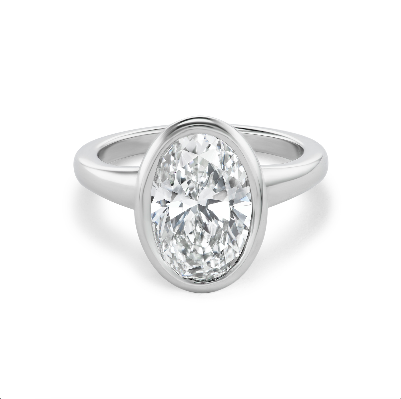 One-of-a-Kind Platinum Pillow Ring with Oval Diamond