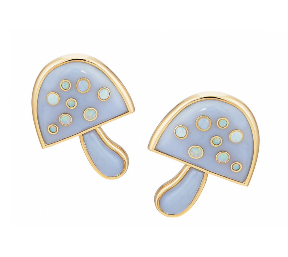 Large Magic Mushroom Earrings with Gemstones