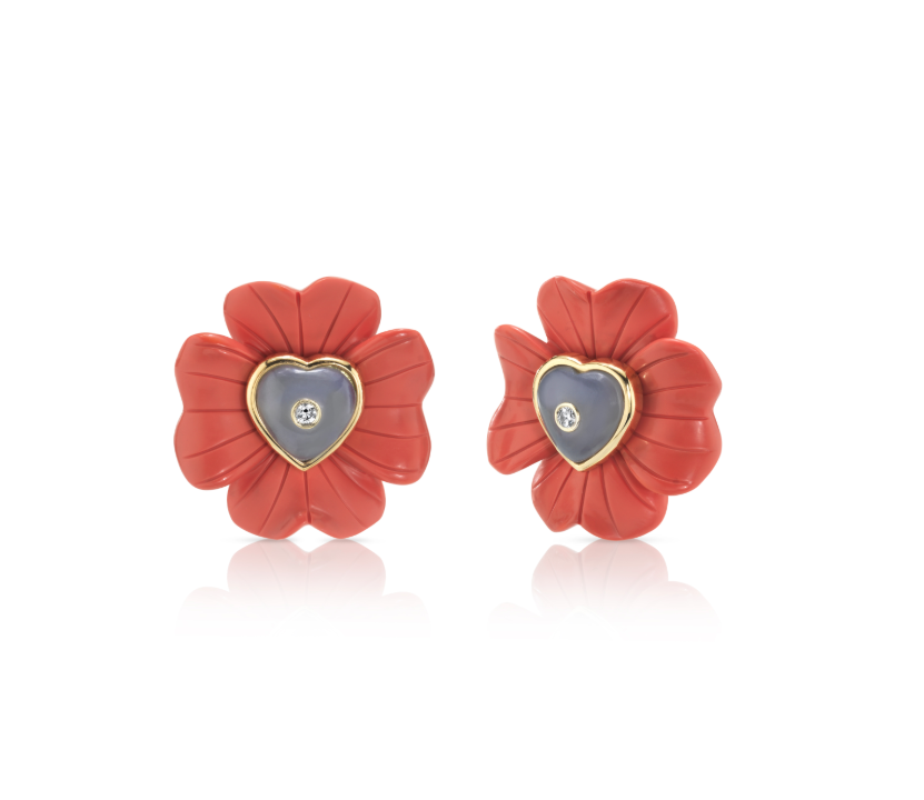 Triple Heart Drop Earrings with Citrine