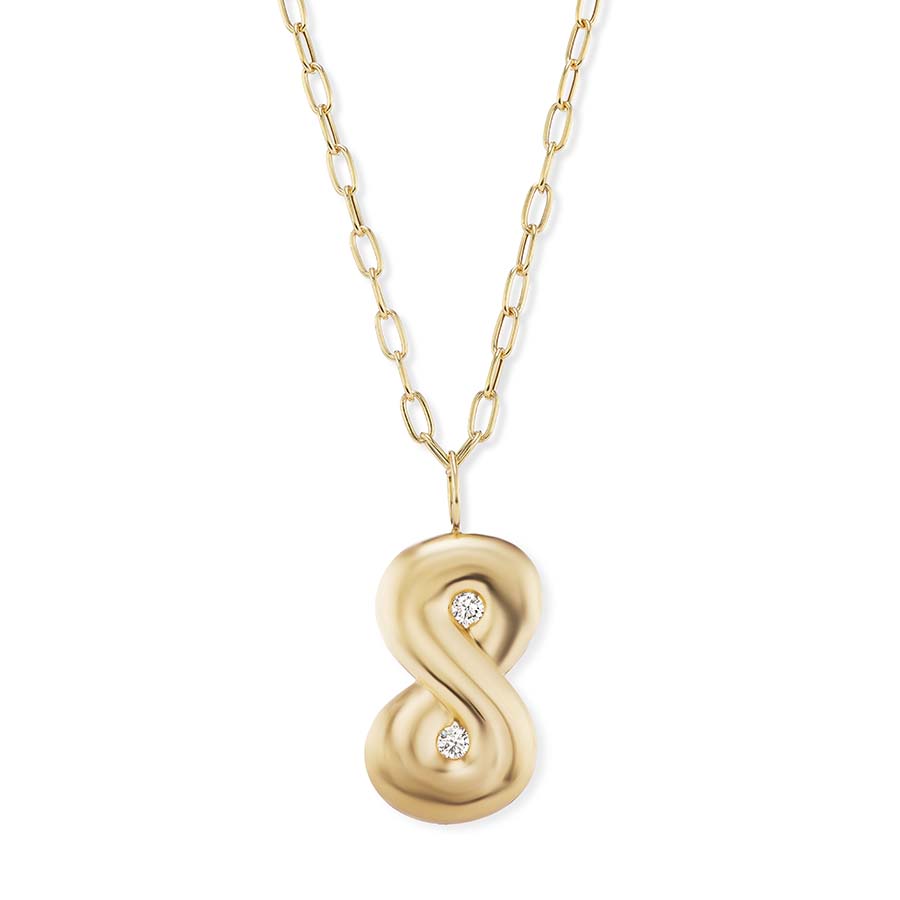 Jumbo Bubble Number or Letter Pendant on Oval Link Chain