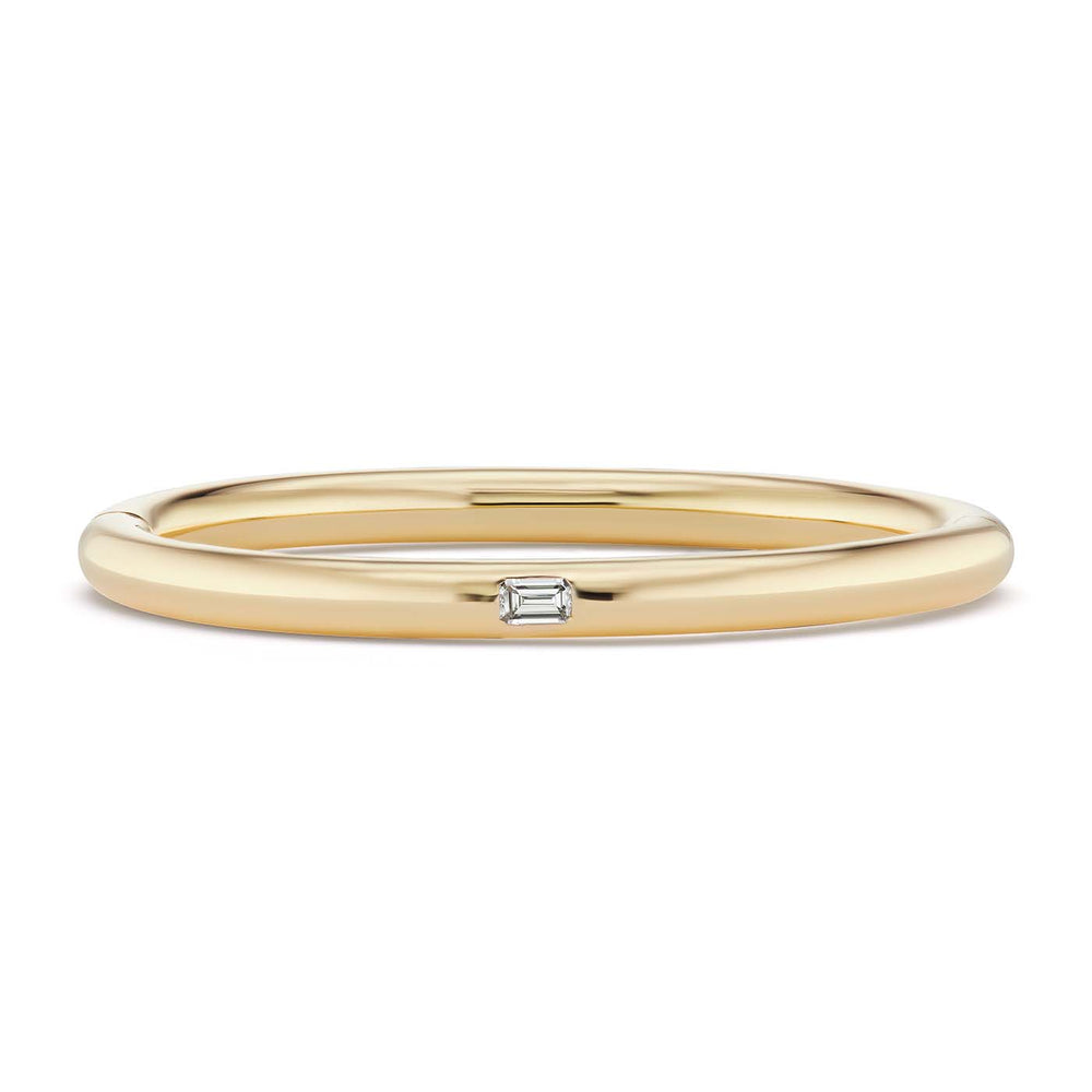 Narrow Bangle with Emerald Cut Diamond