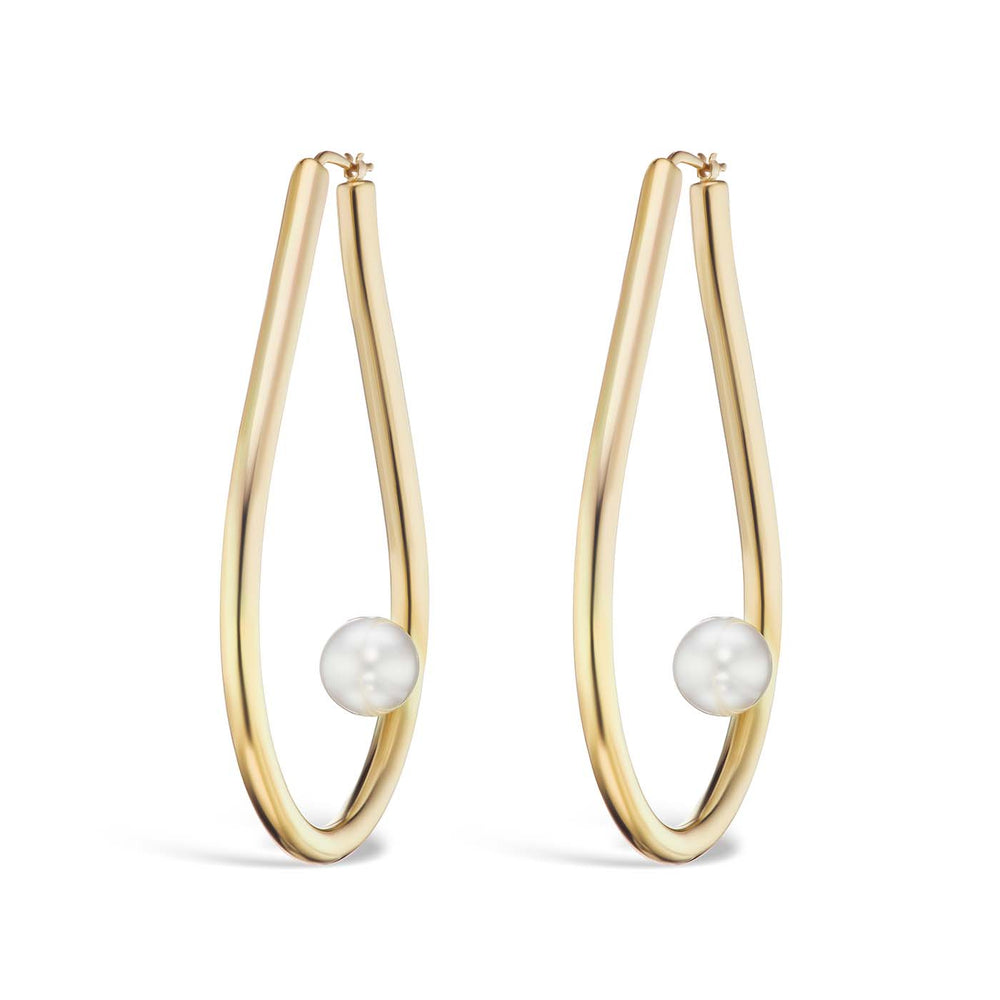 Gold Hoops with Pearls