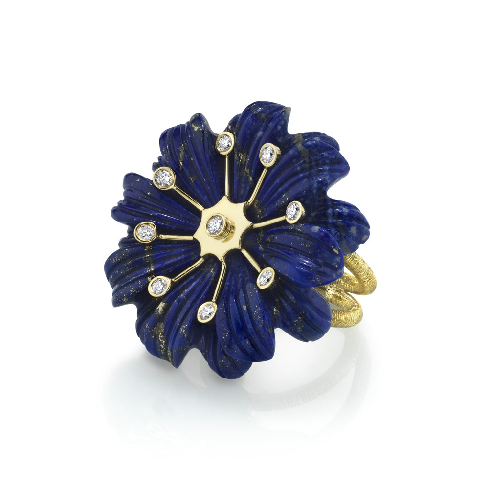 Large Single Wildflower Ring with Diamond