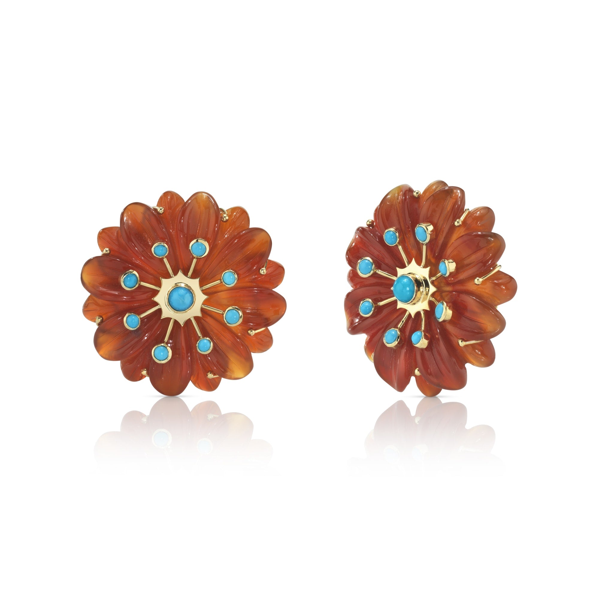 Large Sputnik Earrings with Semi-Precious Gemstones