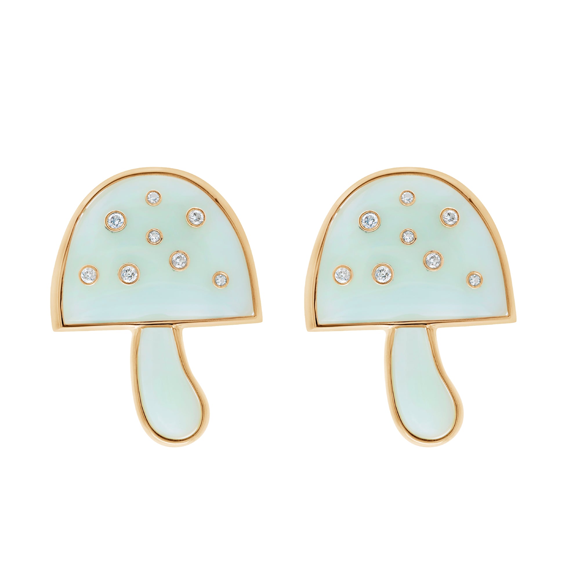 Large Magic Mushroom Earrings with Diamonds