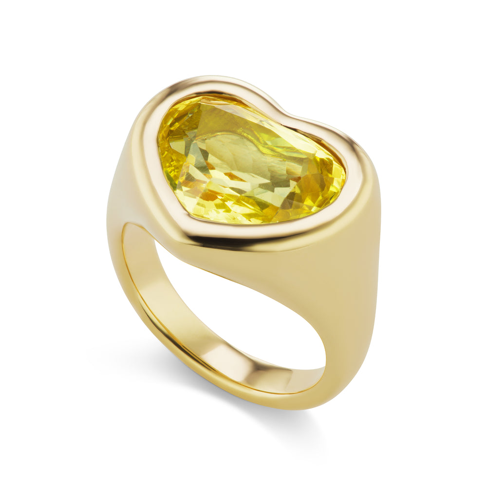 Yellow Sapphire Heart Gypsy Ring