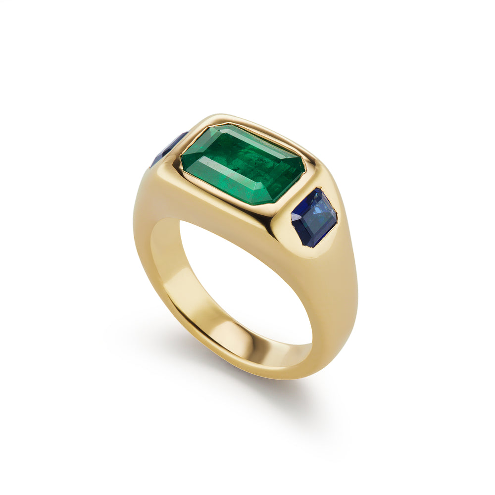 One-of-a-Kind Emerald and Sapphire Gypsy Ring