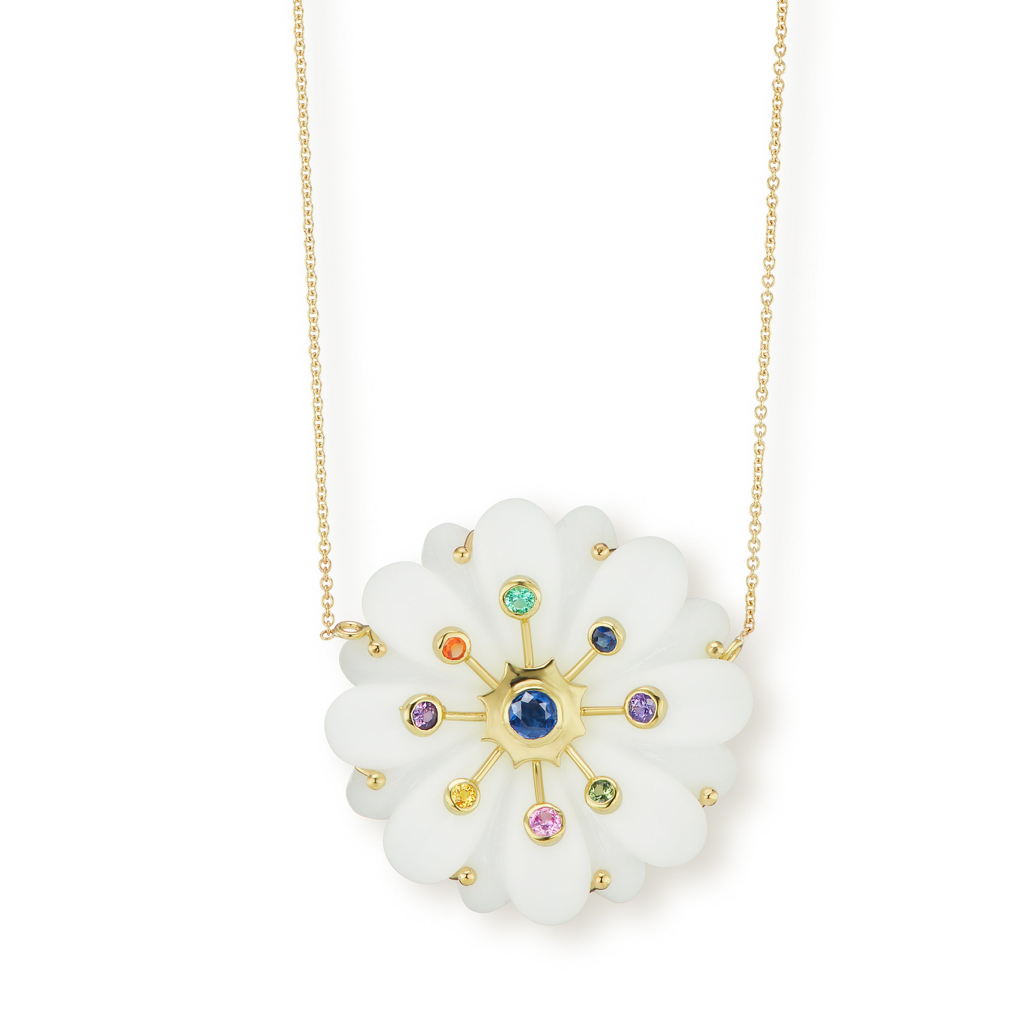 Large Sputnik Pendant with Precious Gemstones