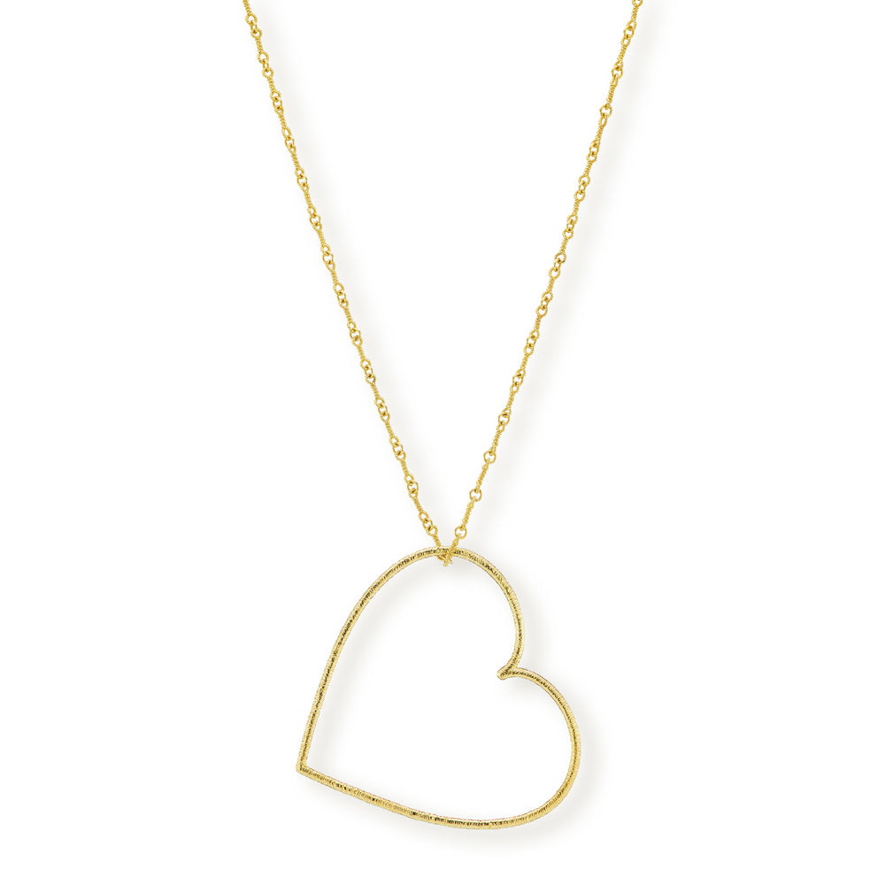 Jumbo Textured Heart Pendant on Twisted Link Chain