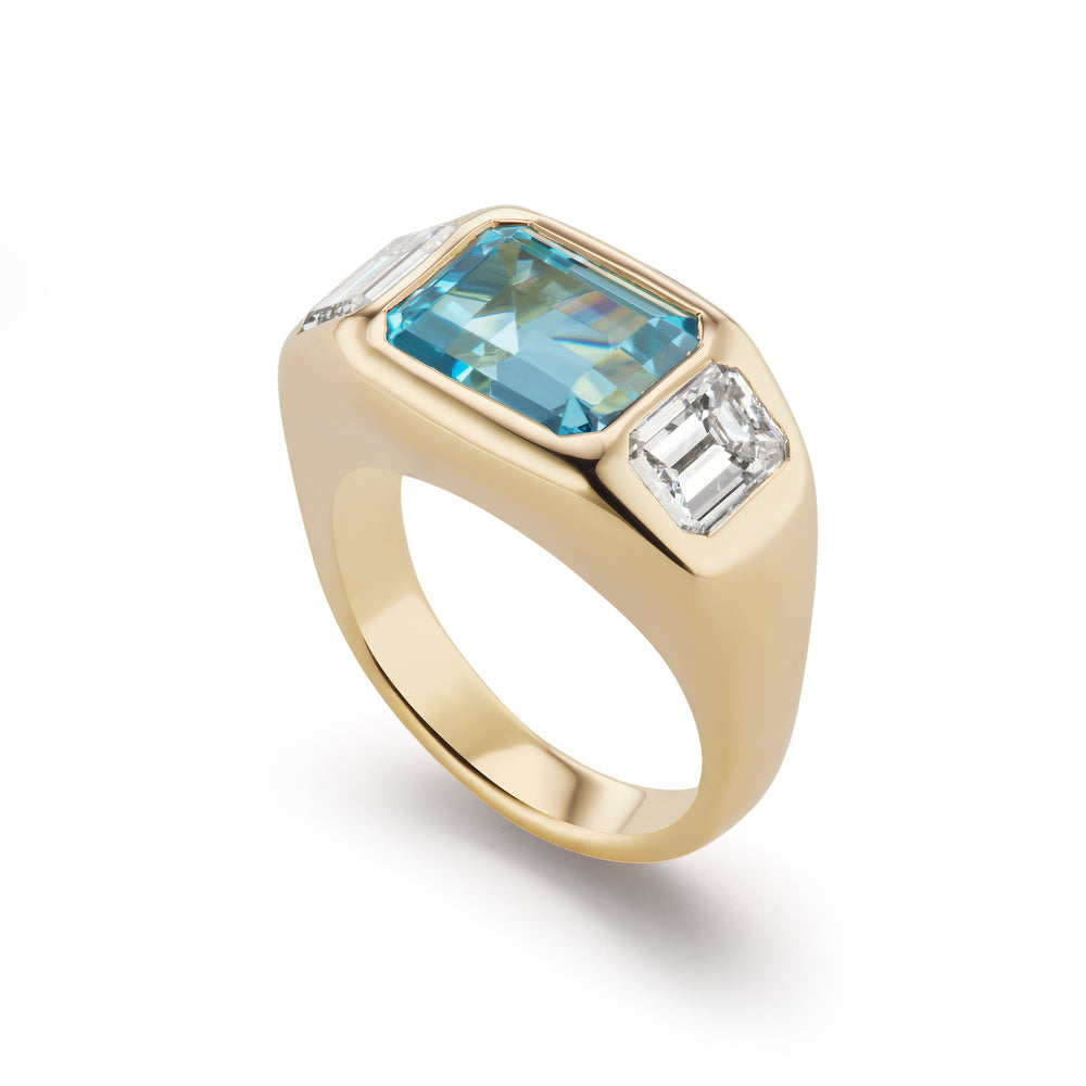 One-of-a-Kind Aquamarine and Diamond Gypsy Ring