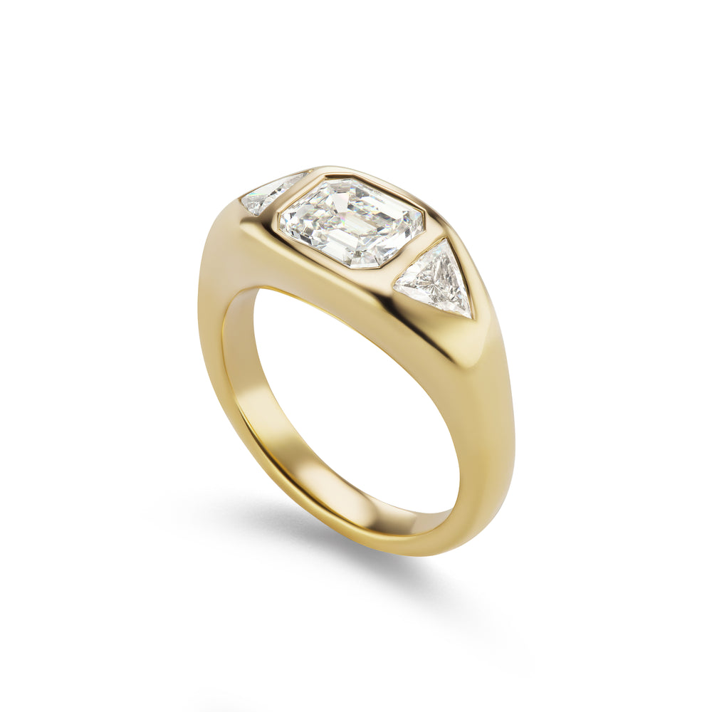 One-of-a-Kind Emerald-Cut Diamond Gypsy Ring