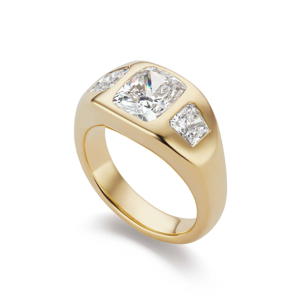 One-of-a-Kind Cushion Diamond Gypsy with Trapezoid Diamond Sides