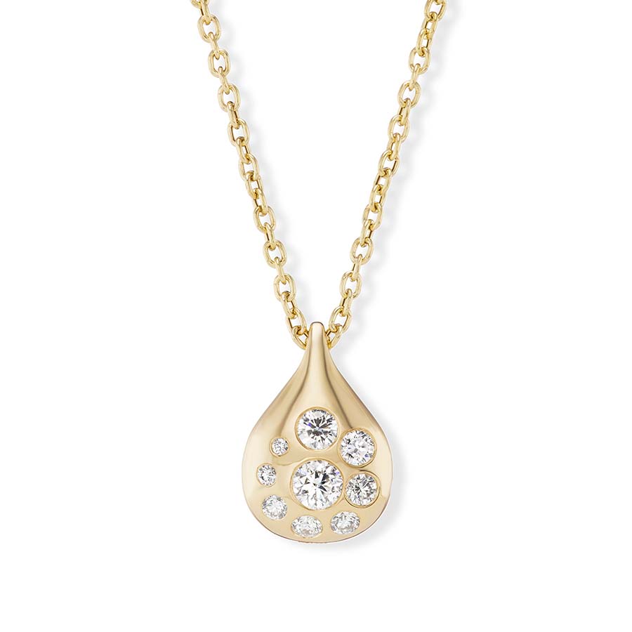 Large Petal Pendant with Diamonds