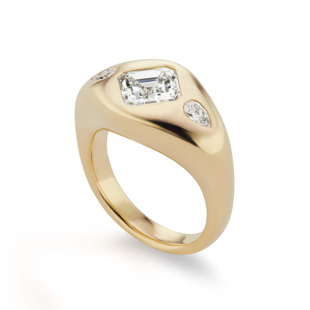One-of-a-Kind Asscher Diamond Gypsy with Pear Sides