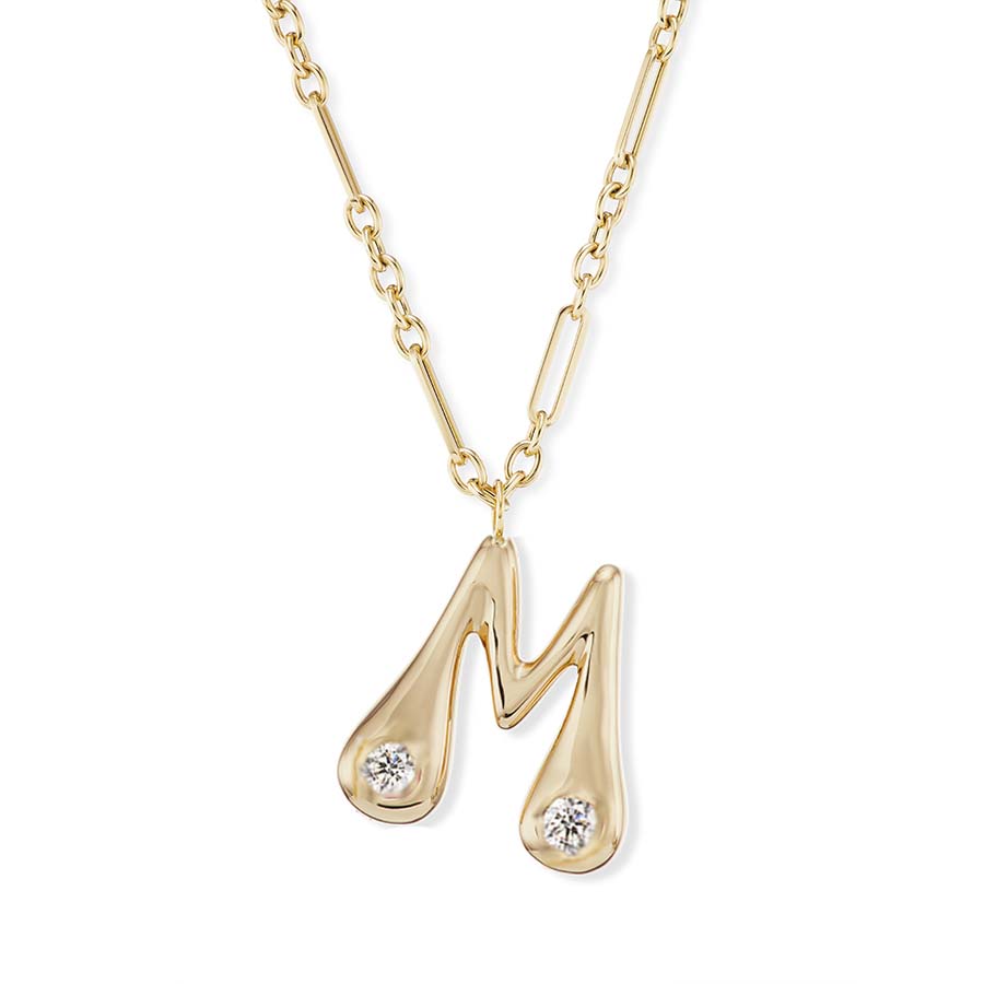 Jumbo Bubble Letter or Number Pendant on Mixed Link Chain