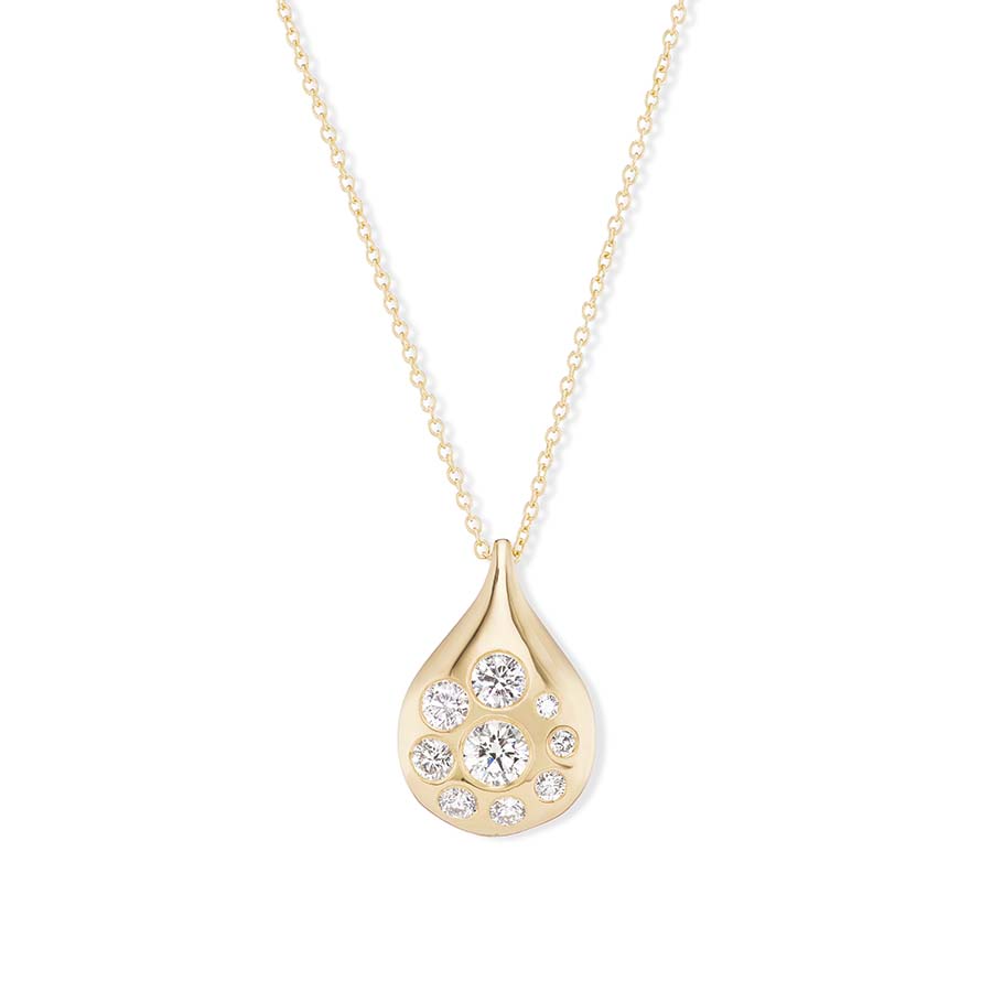 Medium Petal Pendant with Diamonds
