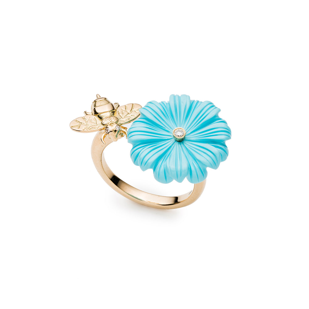 Wildflower & Bee Double Sided Ring