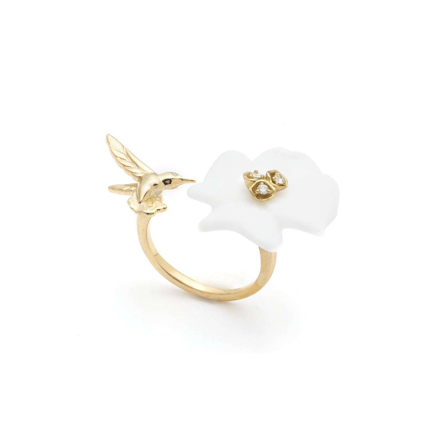 Clover & Hummingbird Double Sided Ring
