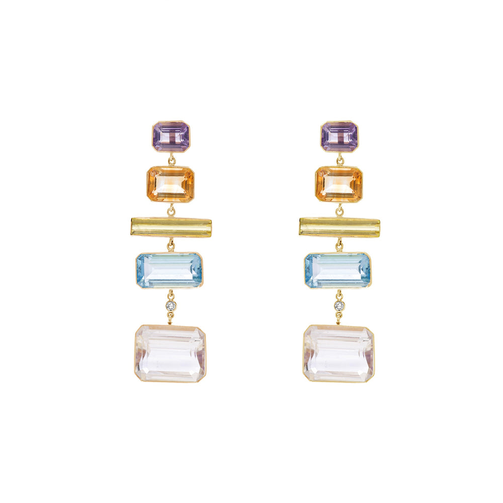 Five Drop Deconstructed Rainbow Editorial Earrings