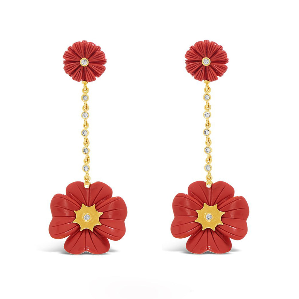 Wildflower & Clover Bezel Set Diamond Drop Earrings