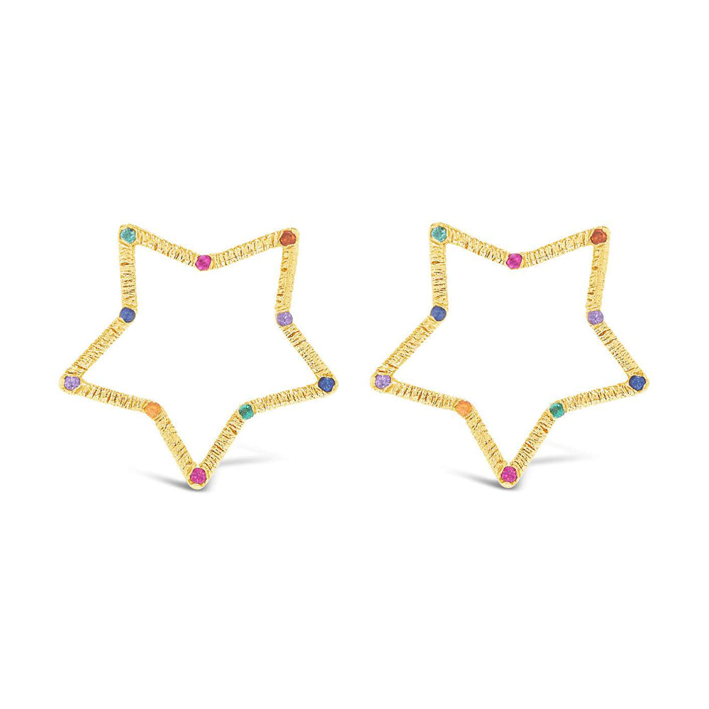 Large Textured Star Stud Earrings