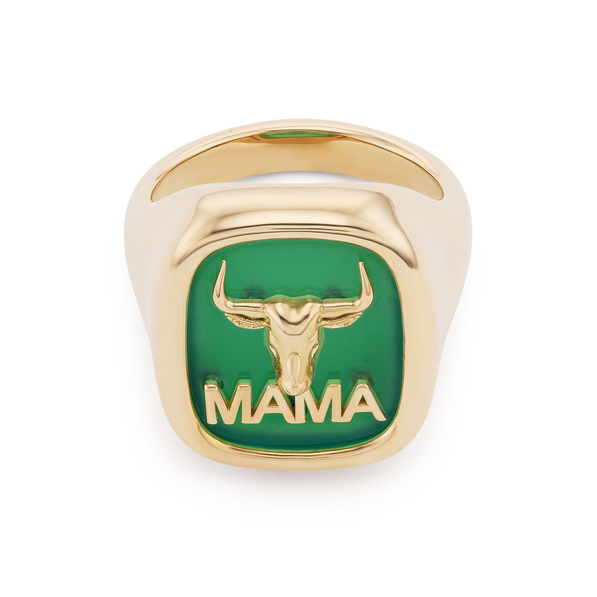 Bull Carved Stone Signet Ring