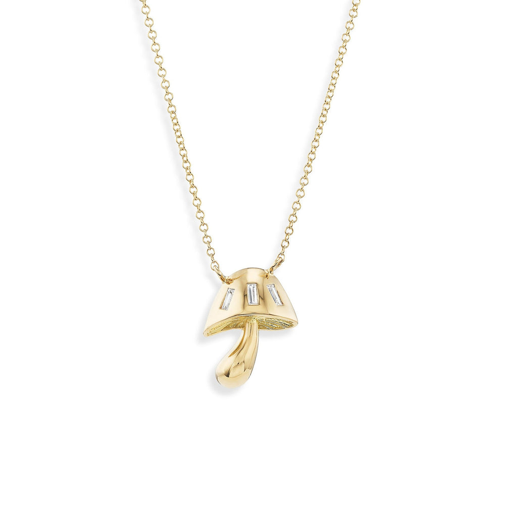 Mini Magic Mushroom Necklace with Baguettes