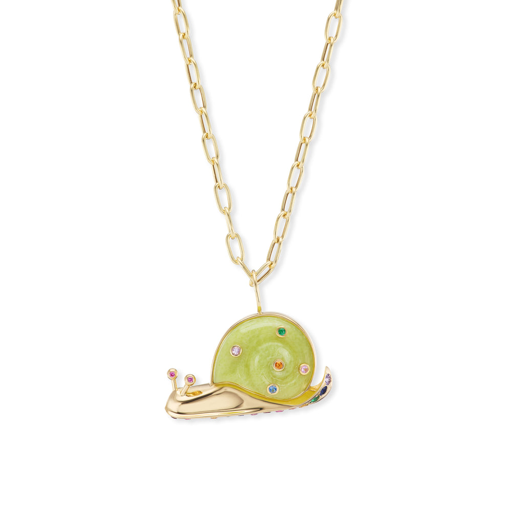 Large Snail Pendant with Pave Bottom on 18" Chain
