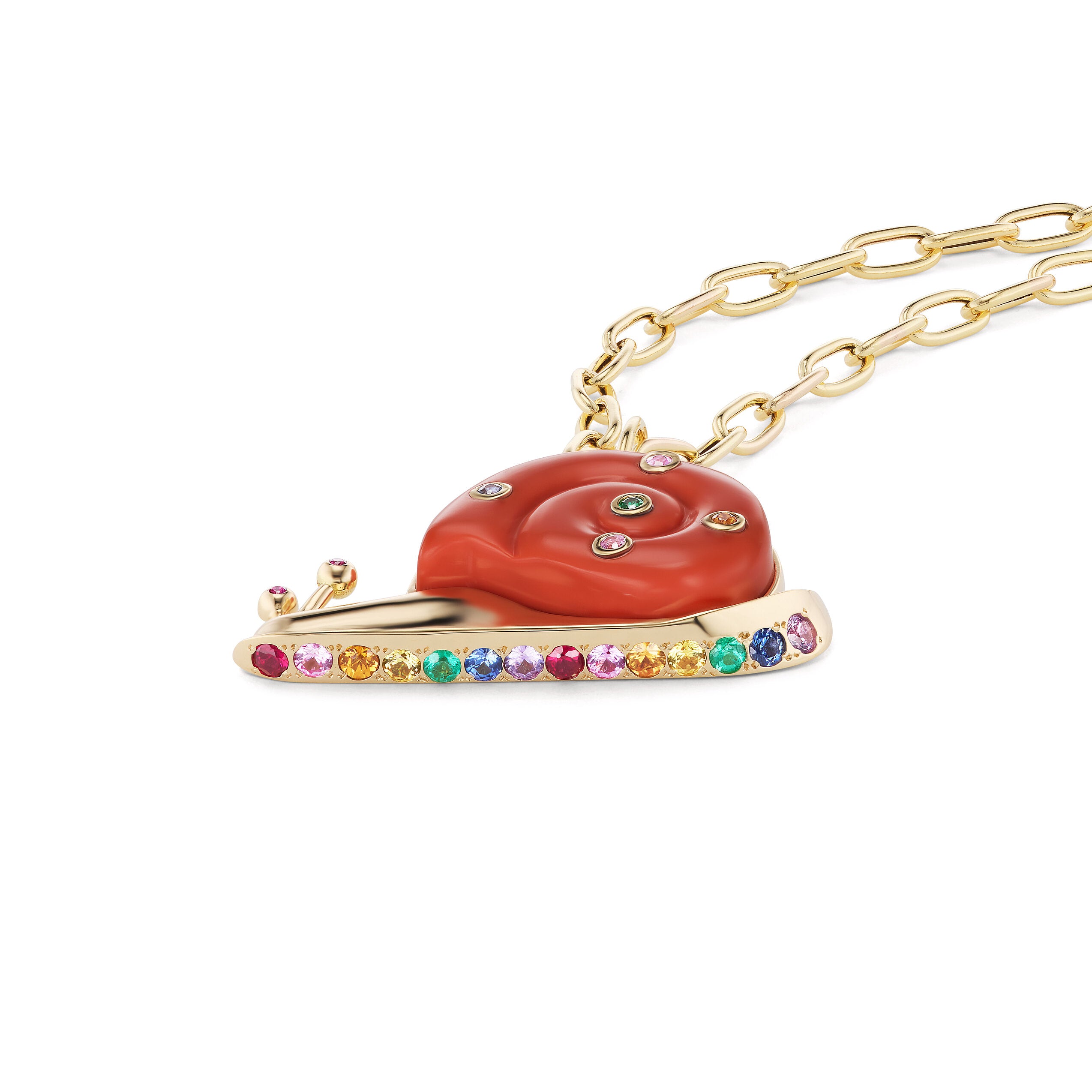 Large Snail Pendant with Pave Bottom on 18" Chain