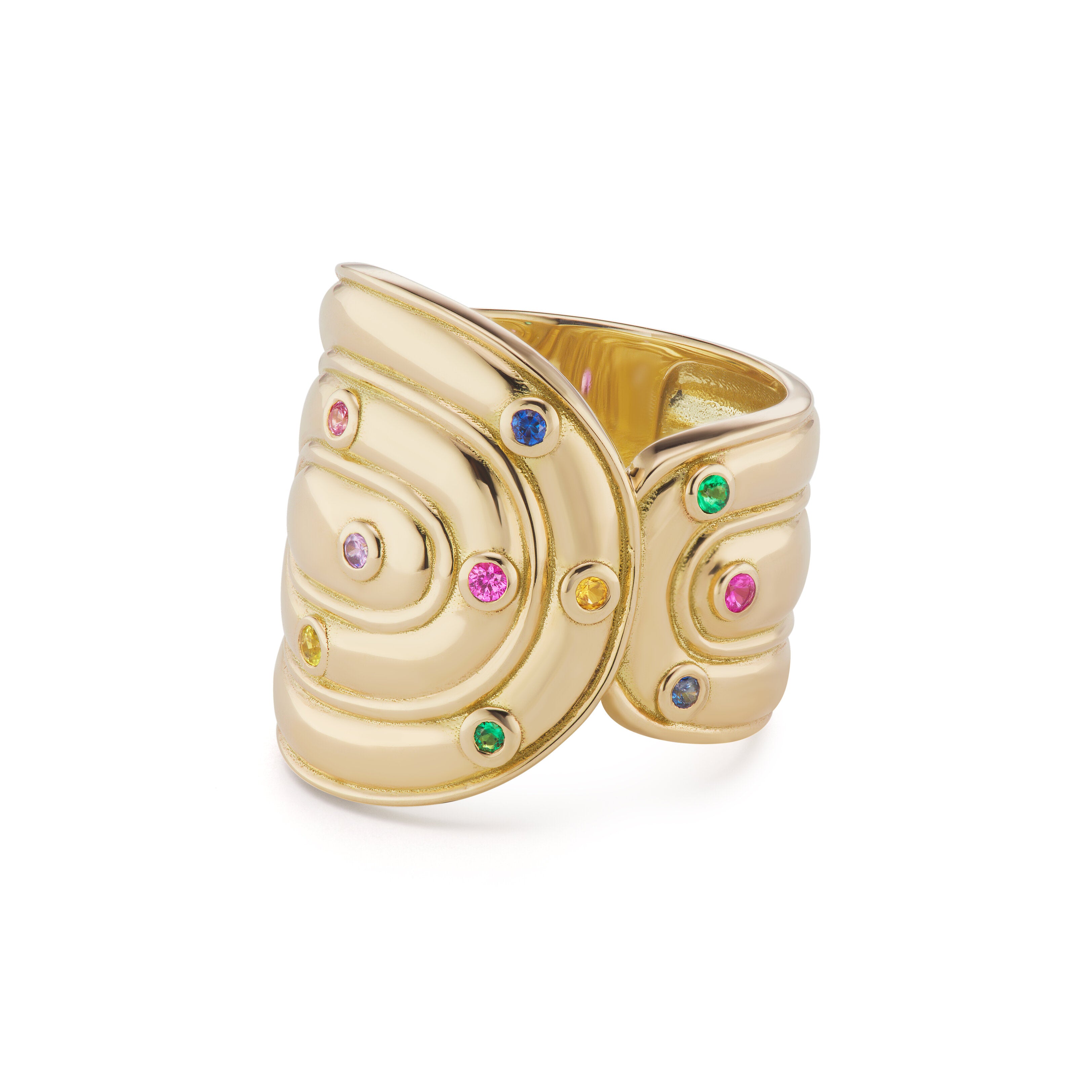 Marianne Wide Cigar Band with Rainbow Insets