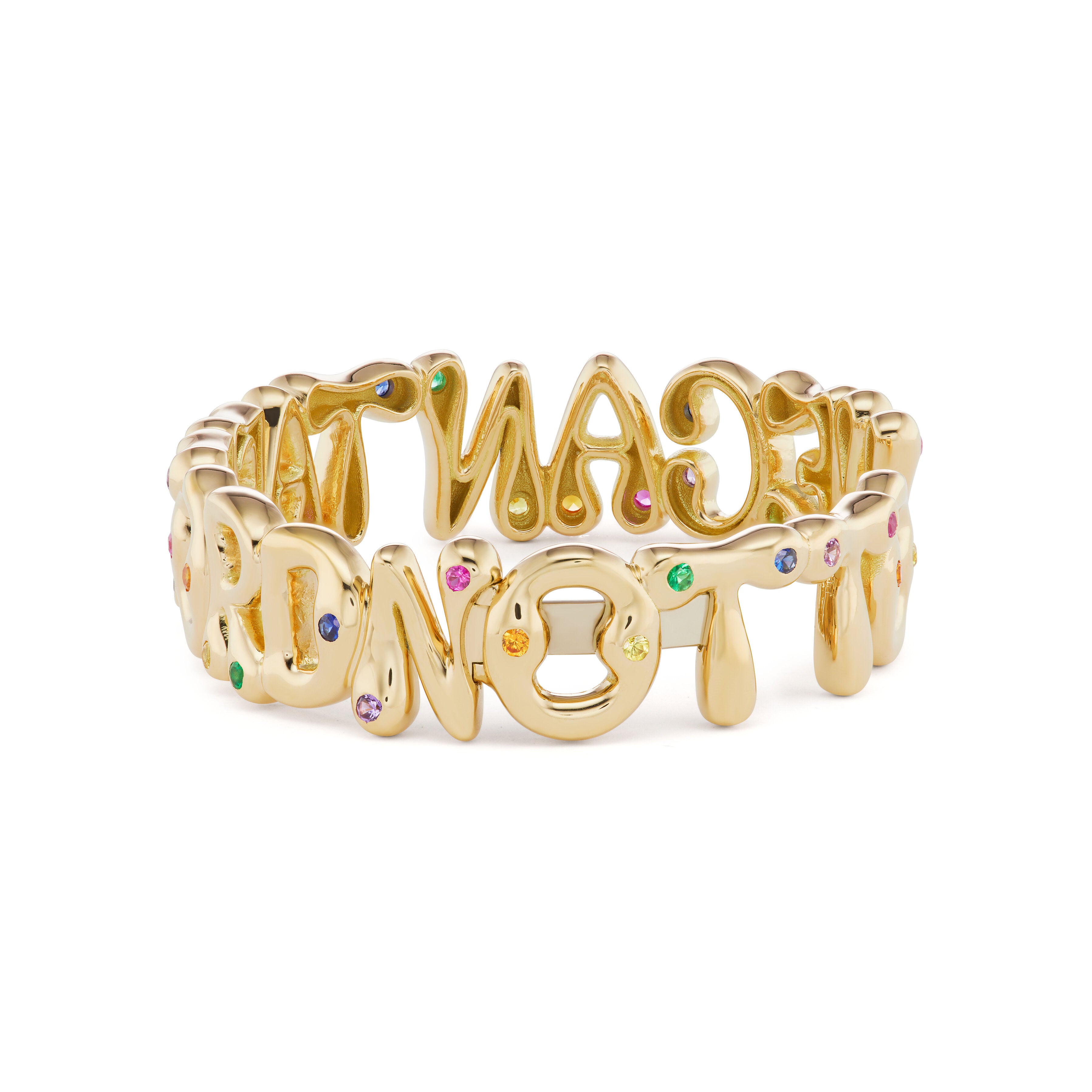 Custom Bubble Letter Cuff with Precious Stones