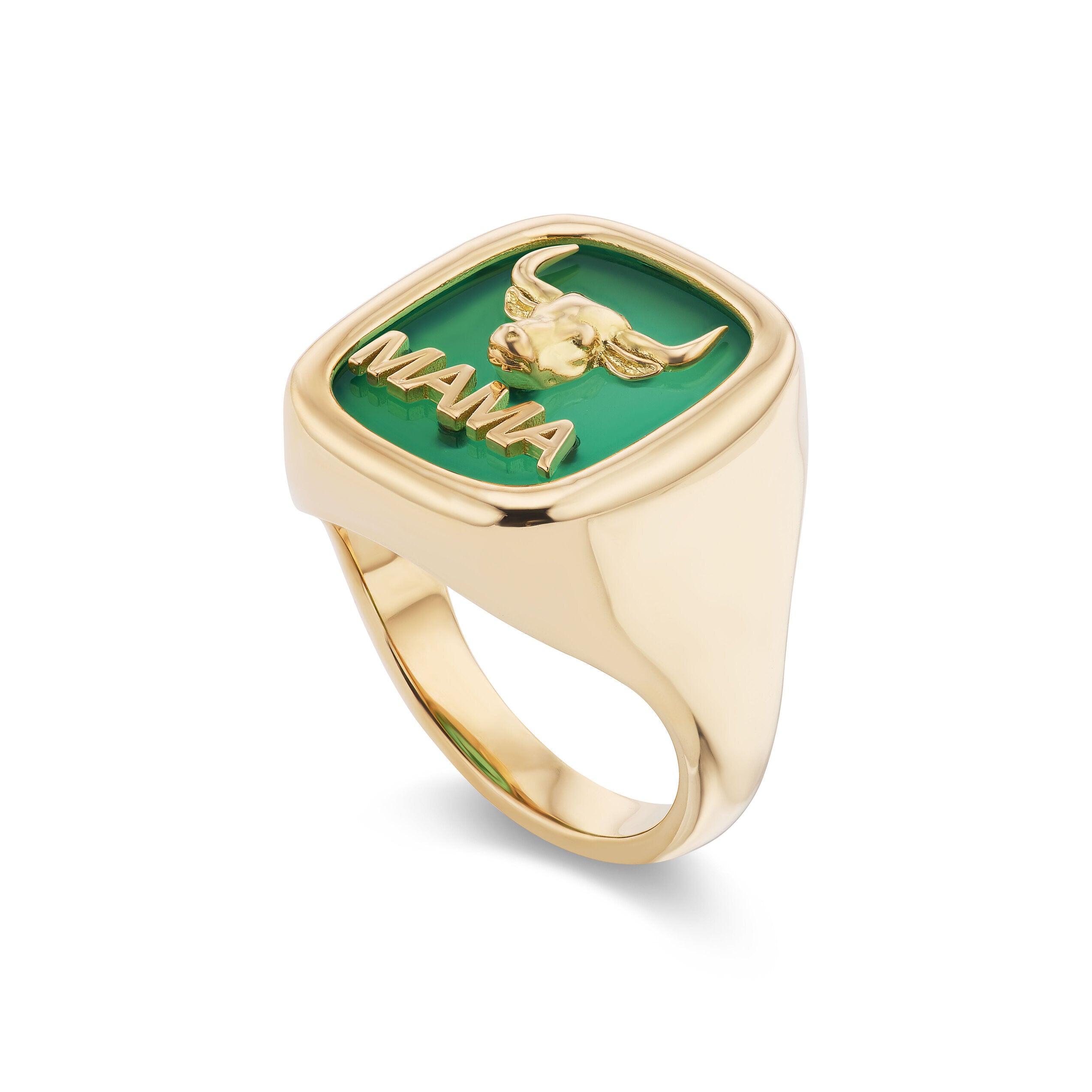 Bull Carved Stone Signet Ring